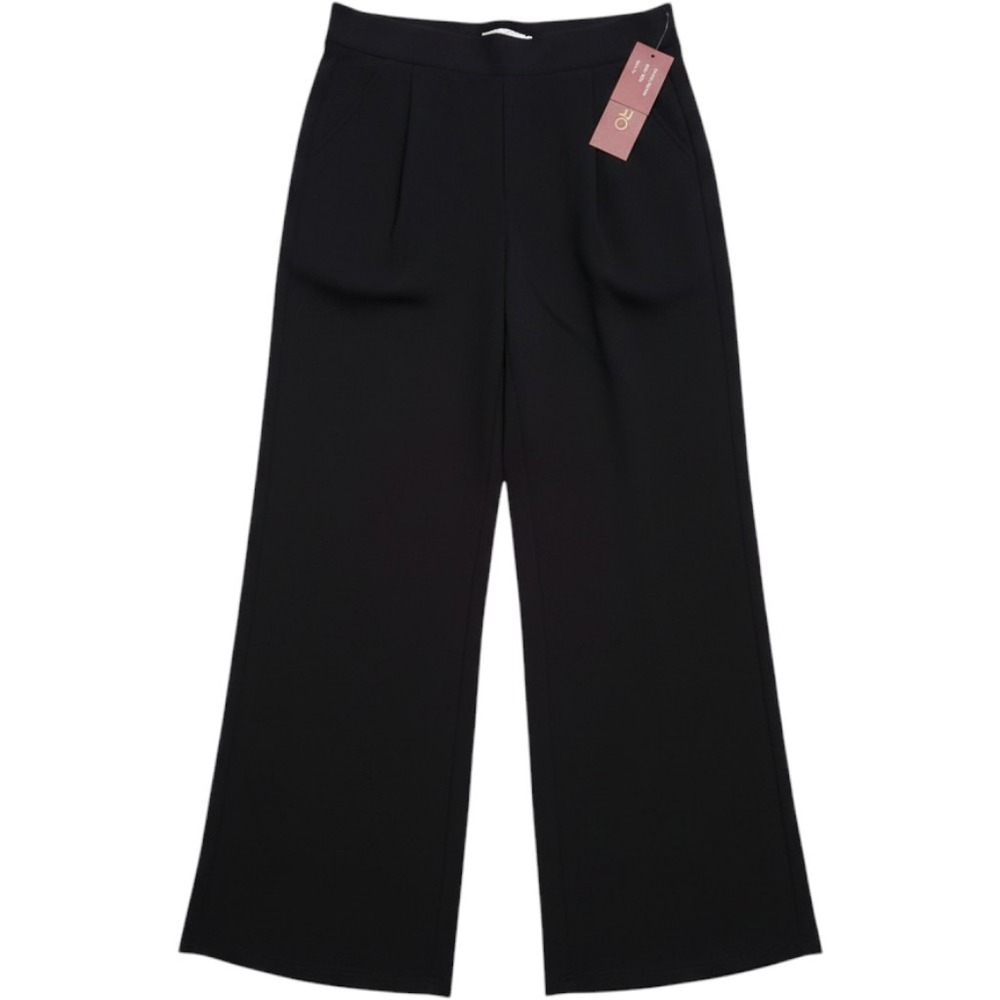 Indero Wide Leg Trousers L/XL Black High Waisted Pleated Pockets Dark Academia